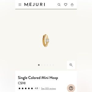 Mejuri 14k White Sapphire Single Colored Mini Hoop